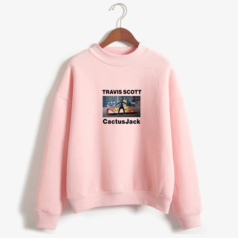 Sweat à capuche avec col roulé pour femme, sweat-shirt molletonné décontracté, humoristique, TRAVIS SCOTT, Harajuku, automne hiver, Streetwear