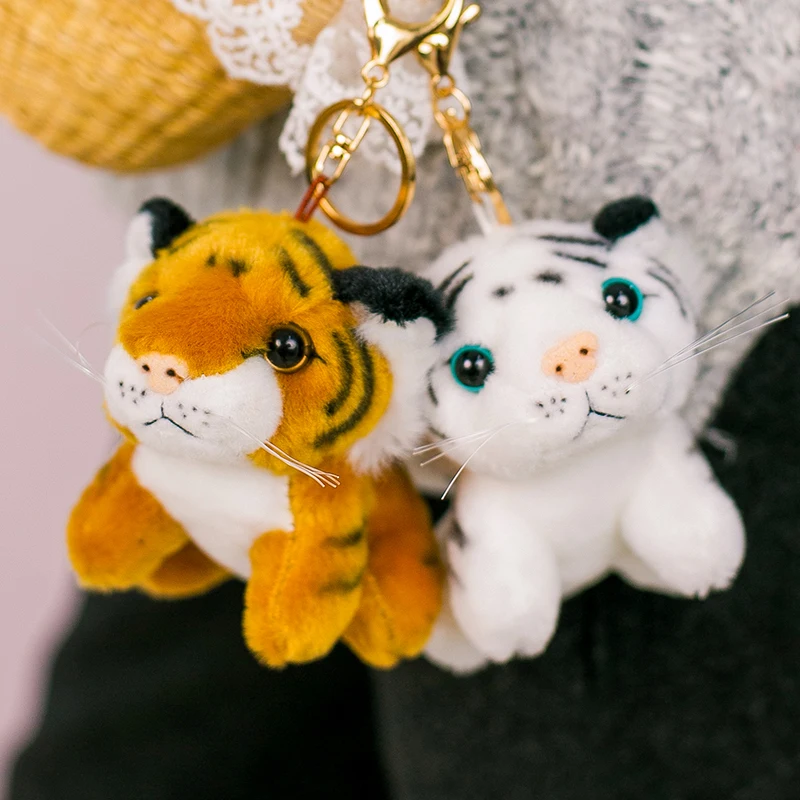 11cm Echt Leben Nette Tiger Leopard Anhänger Spielzeug Gefüllte Wald Tier Puppe PlushKey Ketten Kinder Kinder Cartoon Geburtstag Geschenk