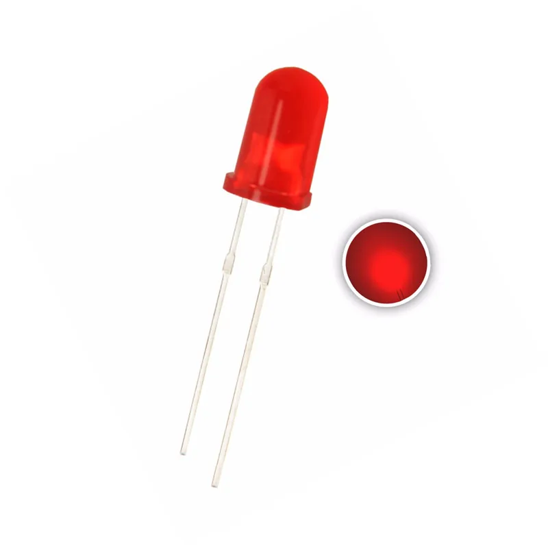 

100PCS 5MM Red Diffused LED 620NM - 625NM Light Lamp DC 2V 20mA DIP Ultra Bright