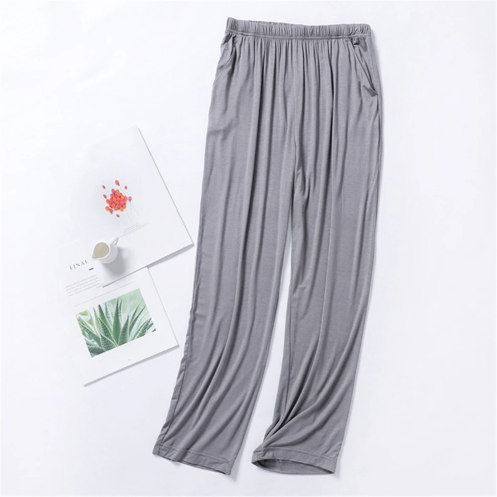 Men Pajama Pants Plus Size Nightwear Solid Modal Soft Trousers Casual Loose Male Sleep Bottom Spring And Summer Home Wear Pants