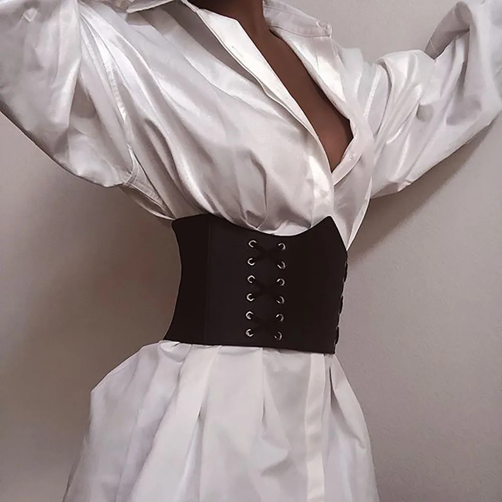 Stale\'s new cross-border ebay independent station solid color dark v pleated waist sexy shirt dress