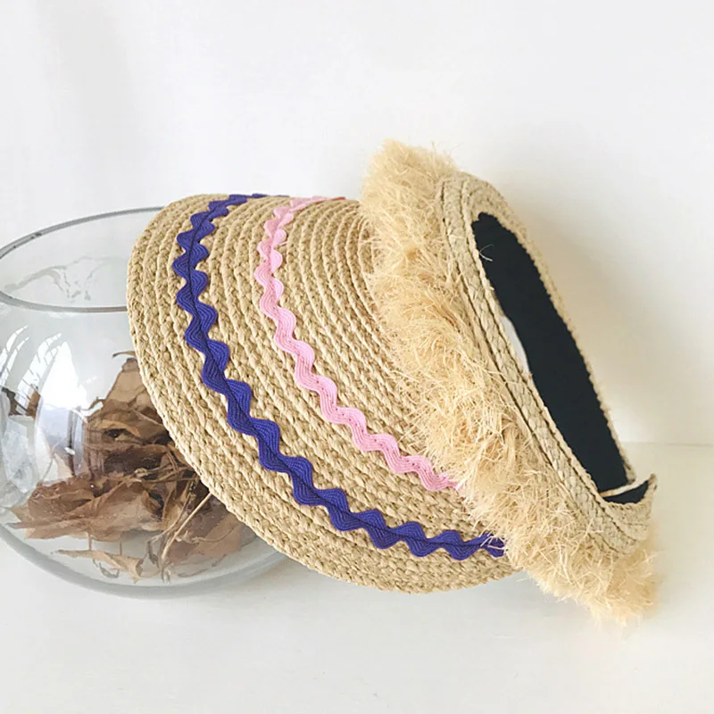 

Free size Panama Women Straw Hat Empty Top 2021 Women's Summer Hat Sun Protection Outdoor Sports Fishing Beach Chapeau