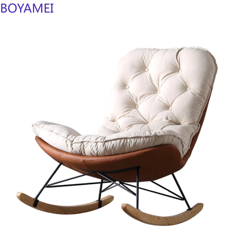 Light luxury rocking chair recliner adult home single sofa Nordic living room lazy sofa bedroom balcony lounge chair