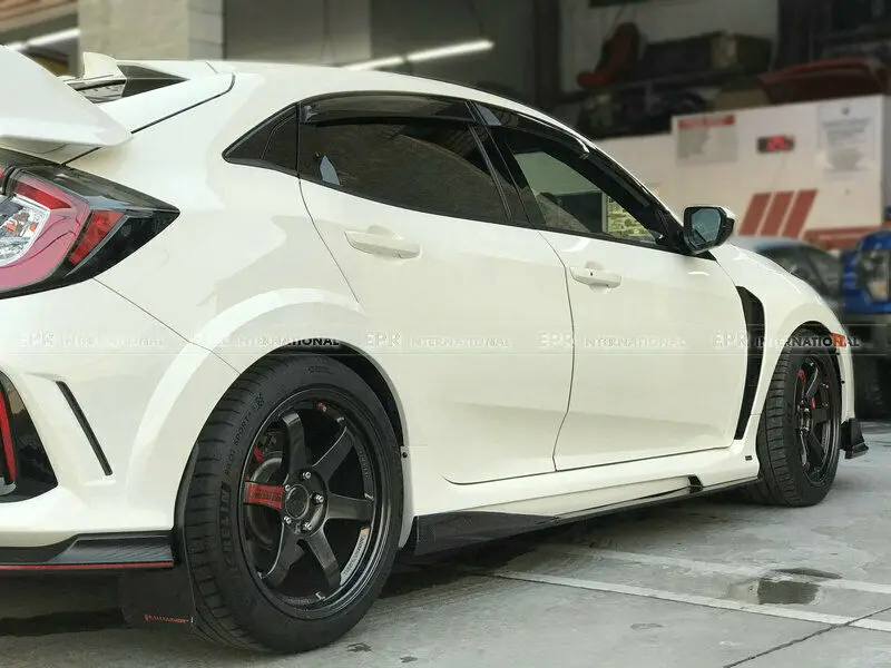 For Honda Civic FK8 Ty-R VRS2-Style FRP Unpainted Side Skirt Extension Addon Trim Bodykits 2pcs