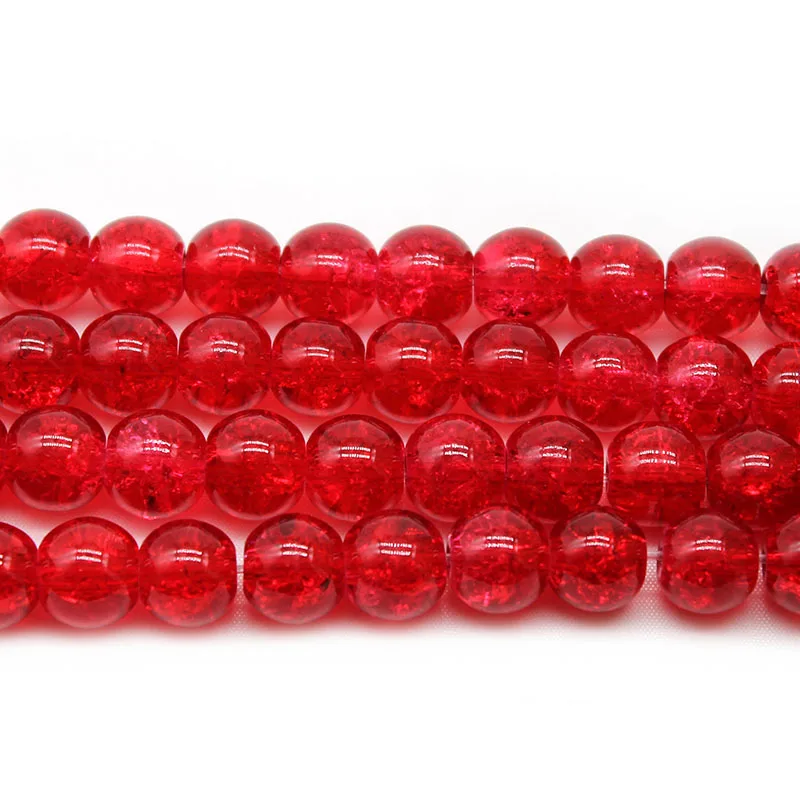 Natural Stone Red Cracked Quartz  Beads  For Jewelry Making DIY 8 10 12 mm Crystal Round Loose Beads Diy Bracelet Wholesale
