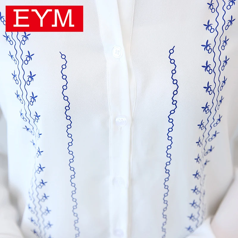 EYM-Blusa de gasa con estampado para mujer, camisa informal de manga larga, elegante, para primavera y verano, 2021