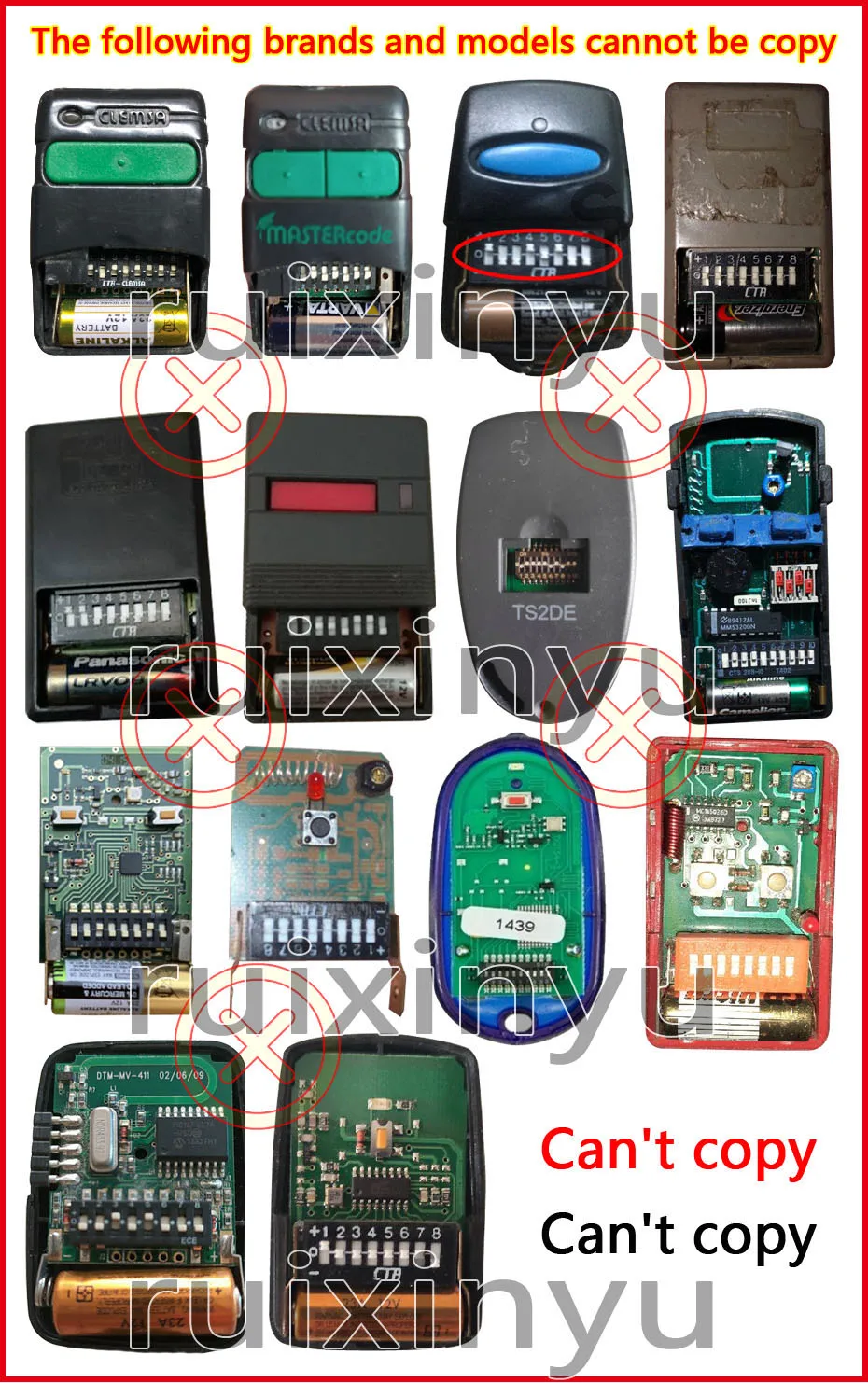 SMC5326 330MHz 433MHz Remote Control 8 DIP Switch For Gate Garage Door Opener Remote Control