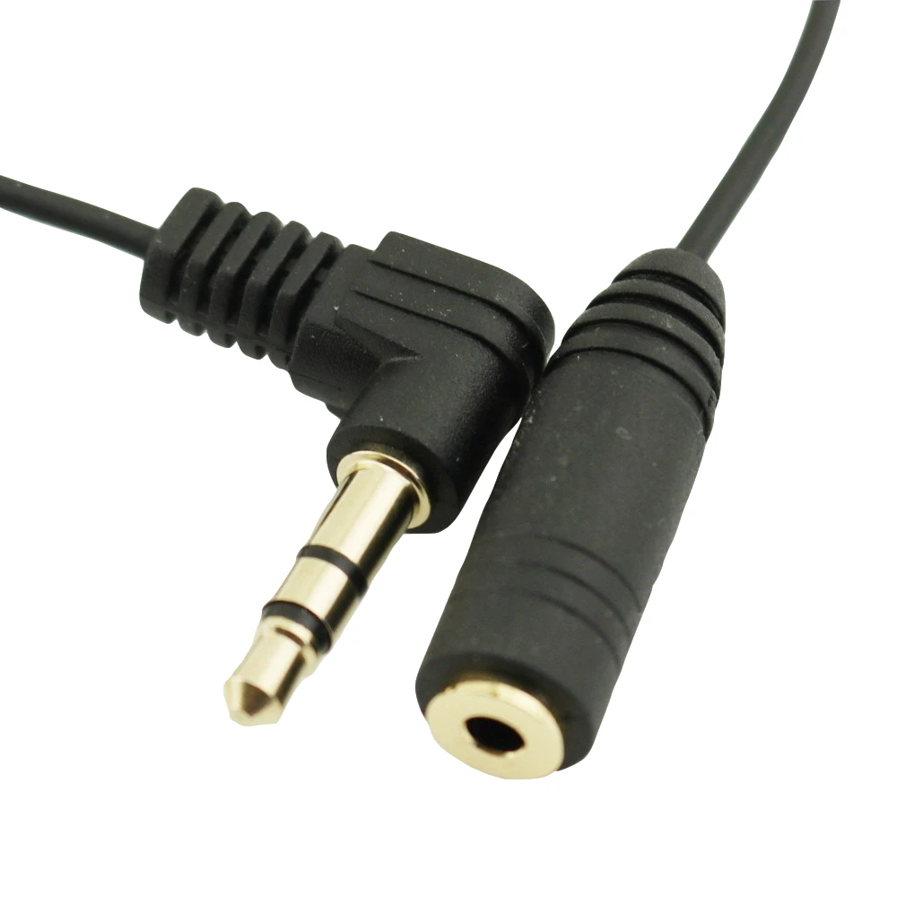 1ชิ้น3.5มม. 1/8 "3เสาตัวผู้ทำมุมขวาถึง2.5มม. ตัวเมียแจ็คเสียงขดเกลียวชุบทองสายต่อ