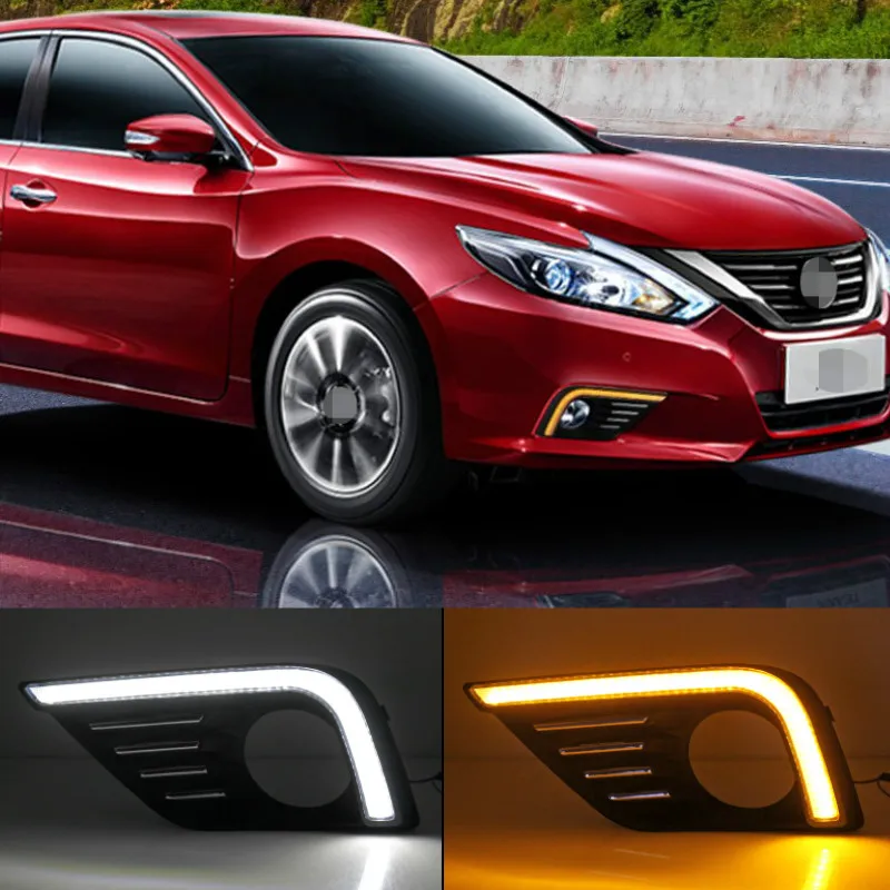 

For Nissan Altima Teana 2017 2018 LED Daytime Running Light Waterproof Car 12V LED DRL fog Lamp with Turn Signal style Relay