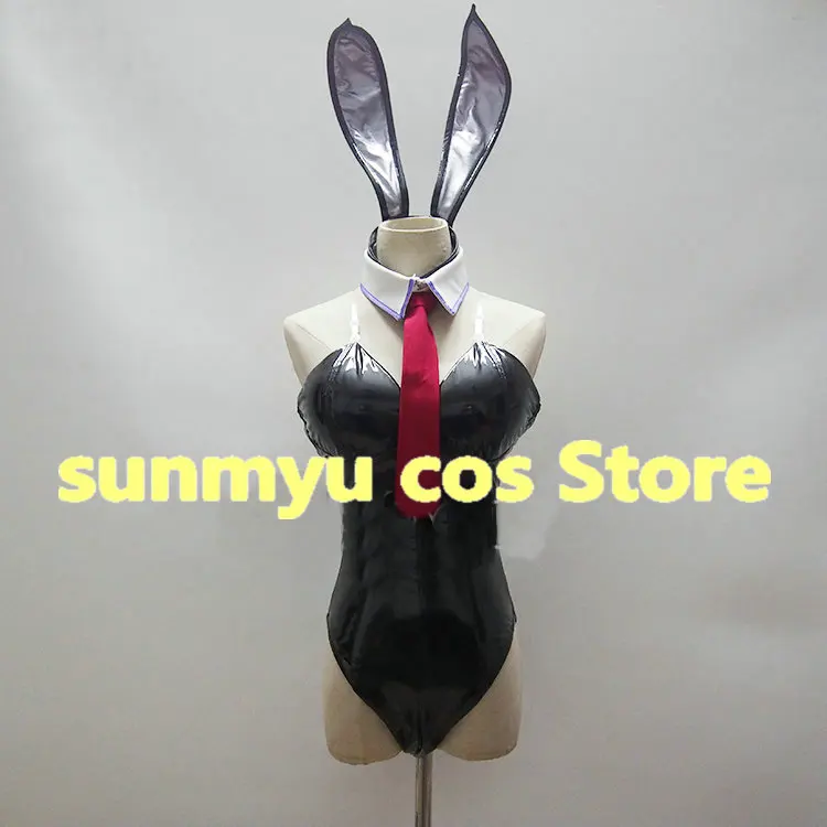 STEINS GATE Makise Kurisu Bunny Girl Leotard Faux Leather Sexy Cosplay Costume,Custom Size Halloween