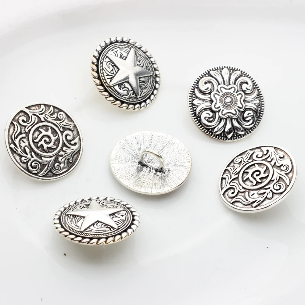 CONCHO Zinc Alloy Round Shape Plating Vintage  Decorative Buttons Charms Pendants 3pcs/lot 30MM for DIY Accessories