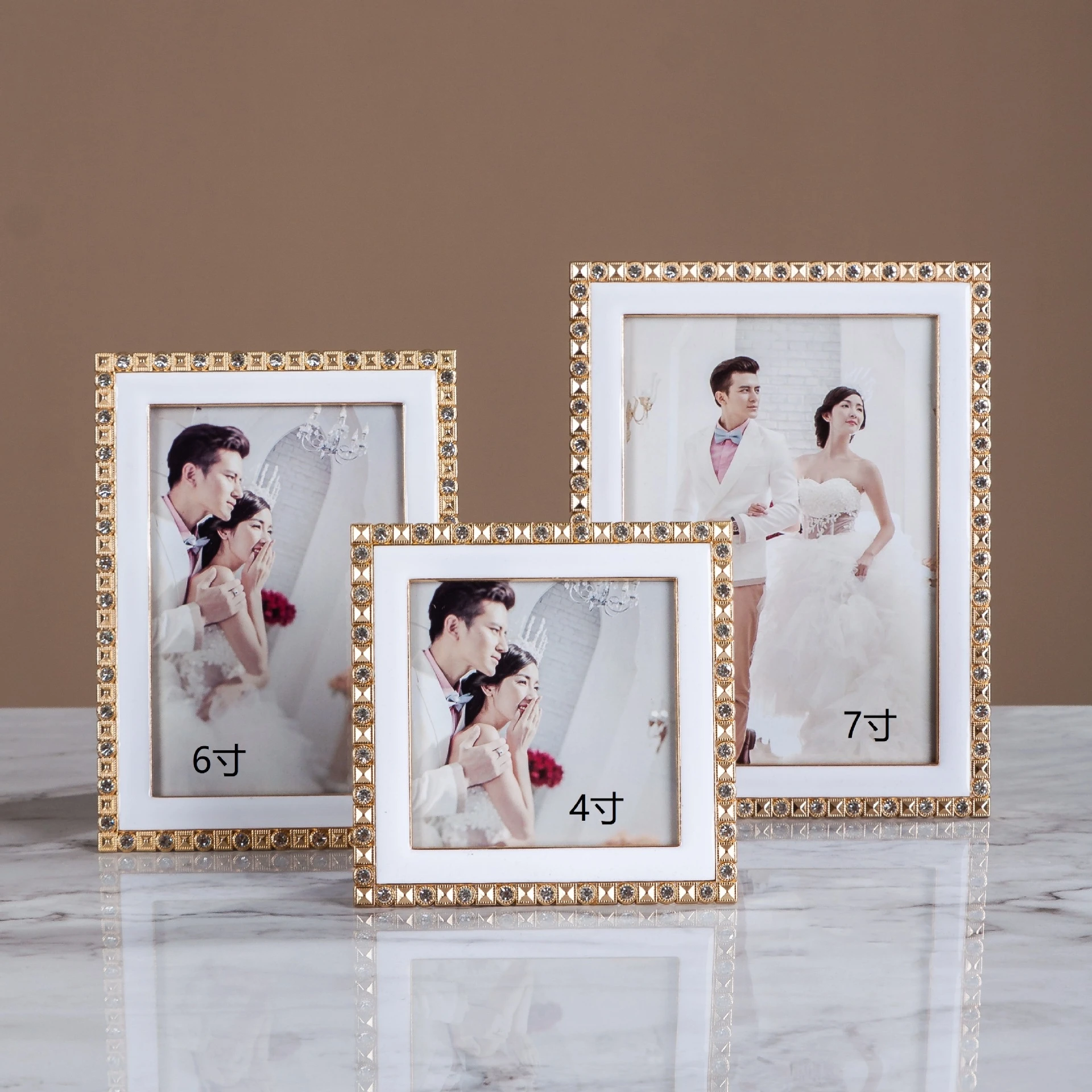 4/6/7 Inch Creative Photo Frame With Diamond Living Room Ornaments