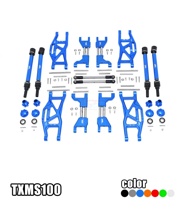 

GPM CNC Alloy Widened Suspension Arm +20mm and CVD Drive Shaft Set for Traxxas 1/10 Maxx