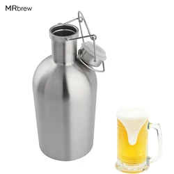 32oz & 64oz Beer Growler Stainless Steel 304 Beer Bottle with Swing Top, Keeps Homebrew Fresh and Cold with Airtight Seal