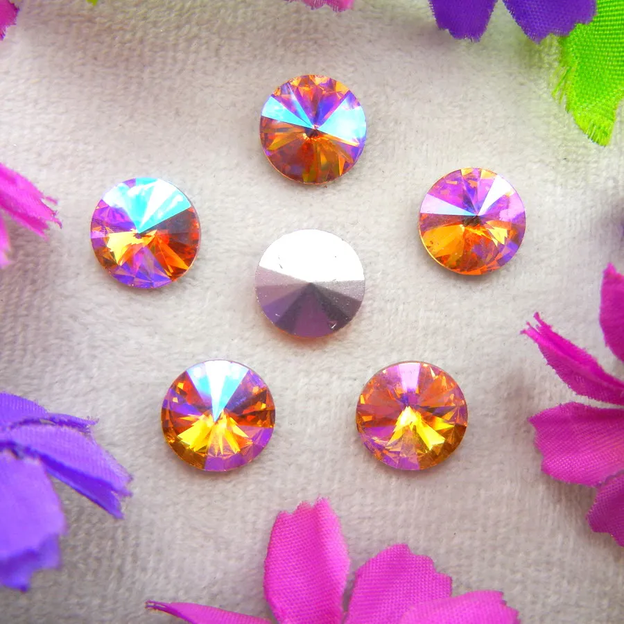 AB Farben 6mm 8mm 10mm 12mm 14mm 16mm 18mm Rivoli Runde Glas-Kristall Aufklebe-Strassperlen Zubehör DIY Verzierung – Detail 14