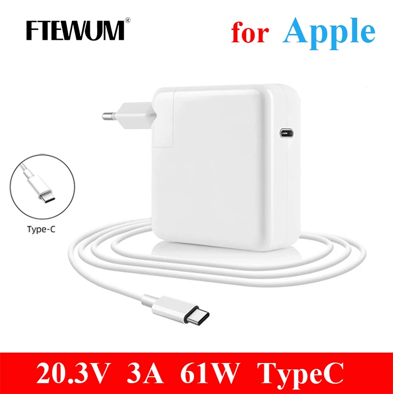 

Charger 20.3V 3A 61W Type-C USB-C For Apple Macbook Pro 12''13'' 2016-2019 Touch Bar A1706 A1708 A1989 A2159 A2251 A2289 Adapter