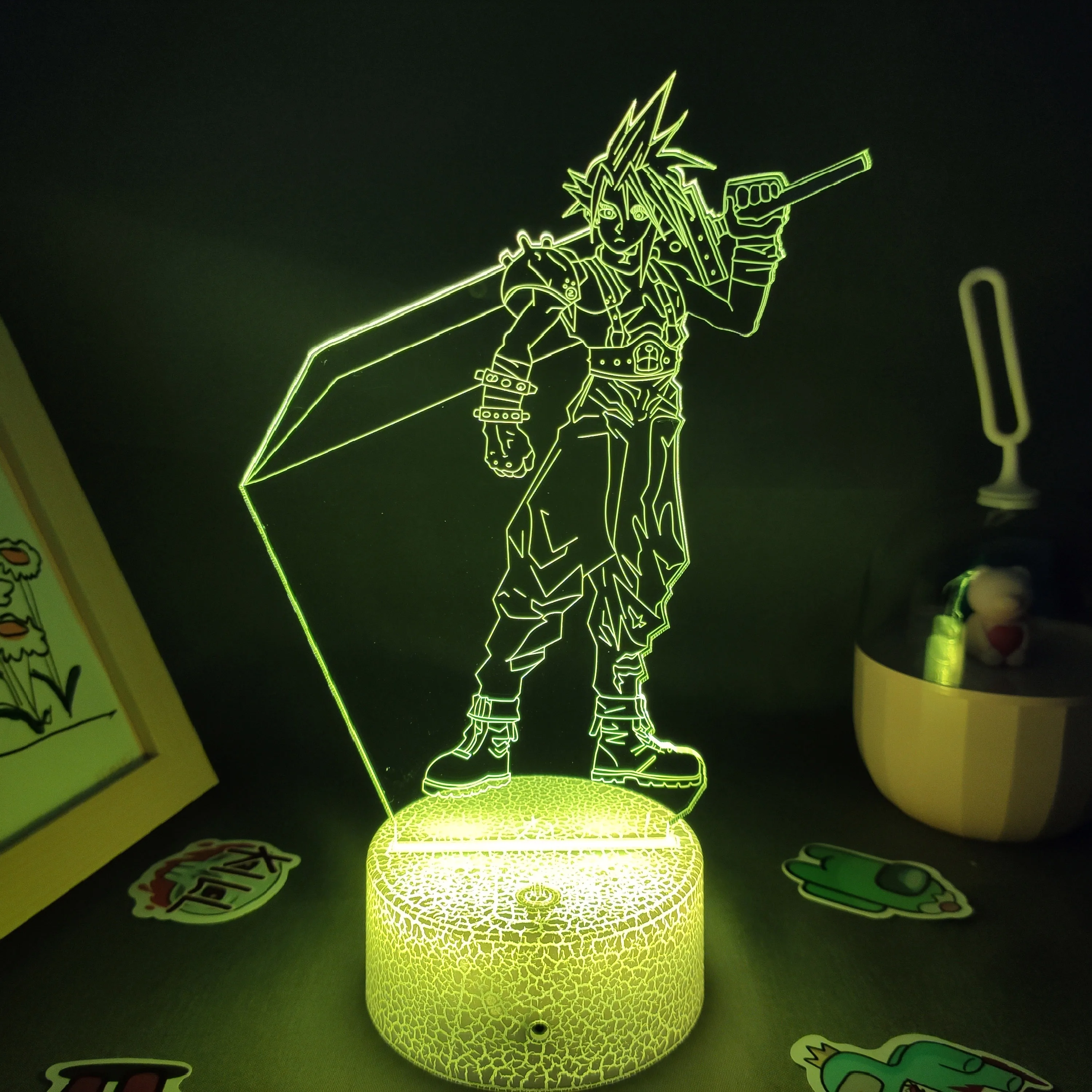 Final Fantasy Game Cloud Strife Lamp 3D Led RGB Night Lights Birthday Gift For Friends Bed Gaming Room Table Colorful Decoration