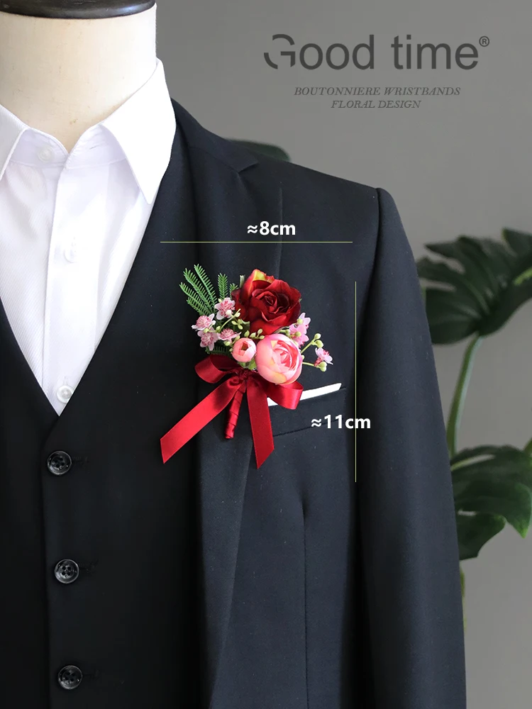 Corsage boutonniere homme casamento nupcial pulso da dama de honra padrinhos festa reunião decorações pessoais peônia