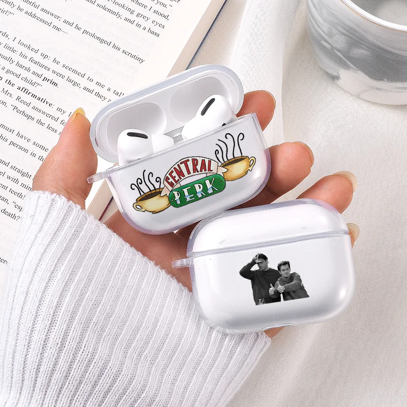 Cute TV Friends Wireless Bluetooth Earphone Case For Apple AirPods Pro Soft Silicone Clear Case For Airpods 1 2 Protective Cover