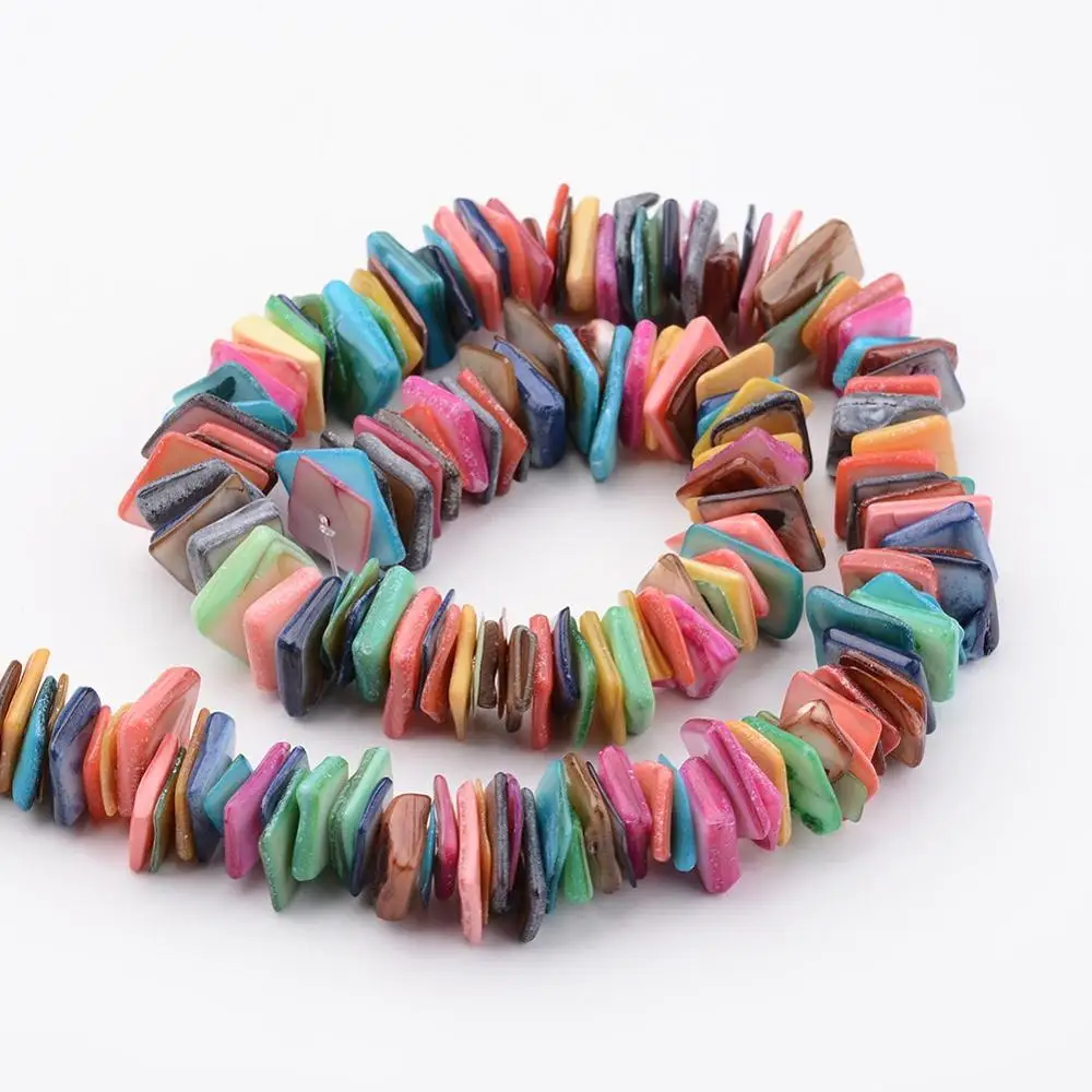 10 Strands Shell Bead Dyed Rectangle Beads For Jewelry Making Diy Bracelets Jewelry Finding