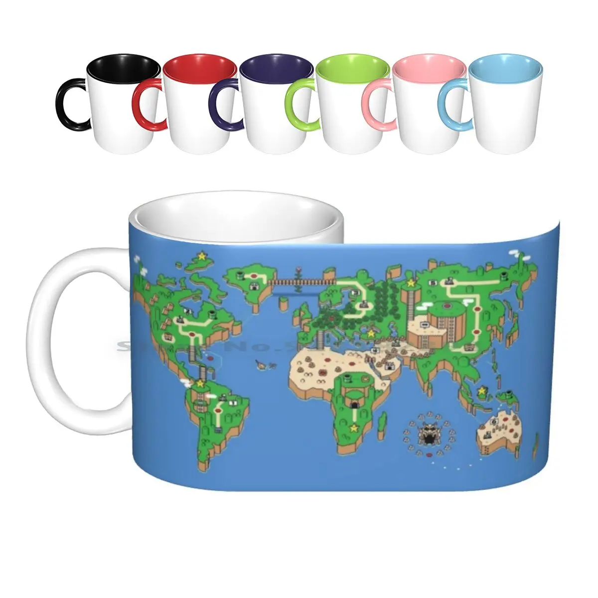 World Map Ceramic Mugs Coffee Cups Milk Tea Mug Super Gaming Super Snes Super Bros Game Nes Retro Super World Yoshi Gamer World