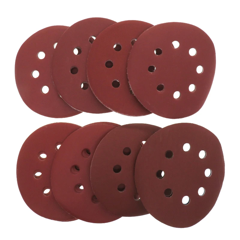 80Pcs 125Mm 8 Lỗ Tròn Chà Nhám Đĩa Đỏ Giấy Nhám Tự Độ Bám Dính Vòng Và Vòng Cát Giấy Nhám 320-2000