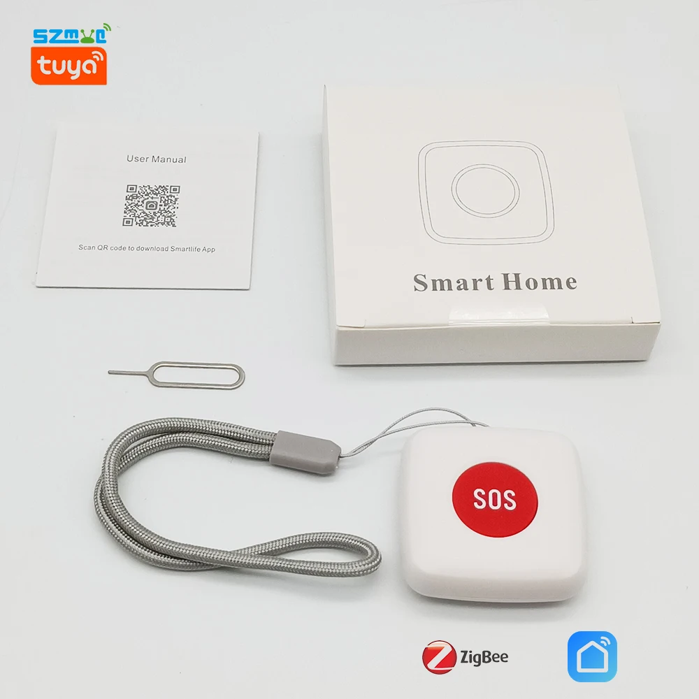 Zigbee Wifi yaşlı panik butonu Tuya sos itme bildirim devre dışı kişi için kablosuz acil Alarm agsmartsmartlife App