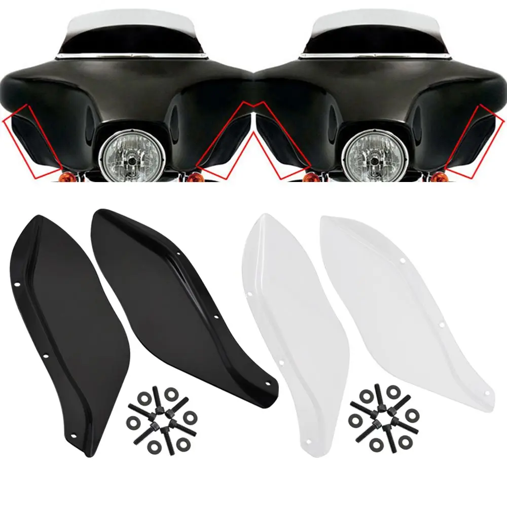 Motocykl czarna przezroczysta owiewka deflektor powietrza boczne skrzydło przednia szyba dla motocykli Harley Touring FLHR FLHT FLHX 96-13
