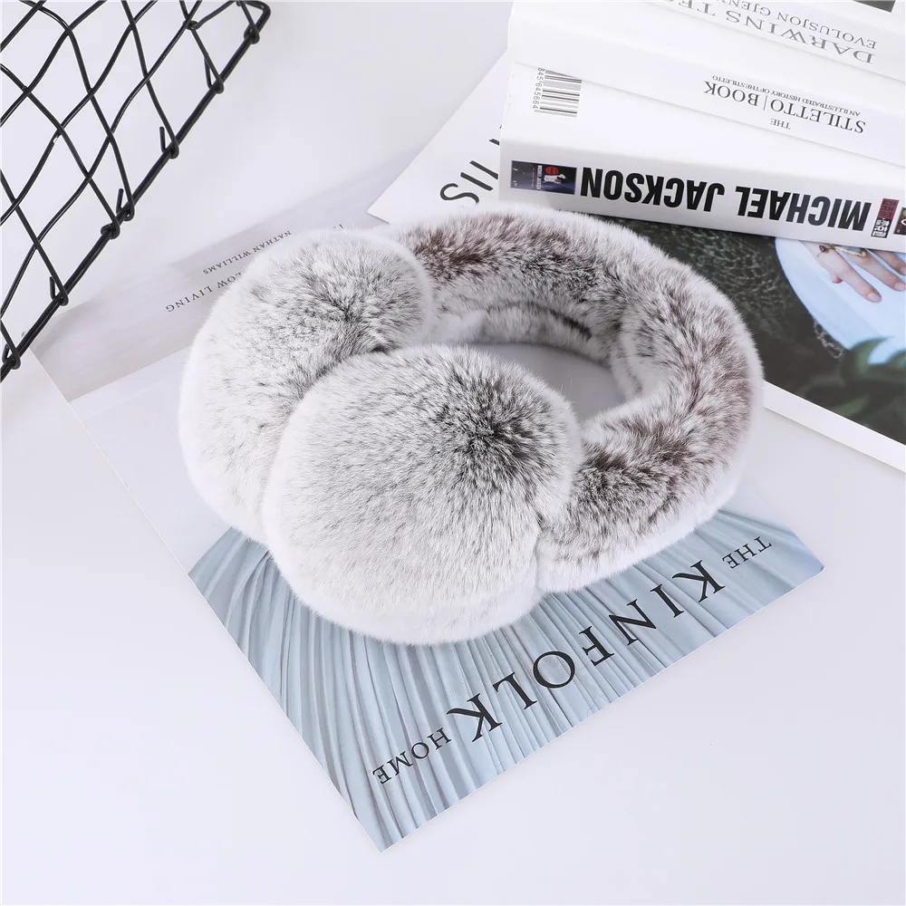 Rex Rabbit Fur Ear muffs Winter Warm Women and Men fold ear earflap Headwear Ear Warmer Fur earmuffs Cold Ear Protection Headban