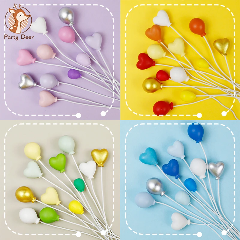 Bola Redonda Decorações De Coberturas De Bolo, Plug-in, Ouro, Prata, Amarelo, Azul, Roxo, Rosa, Amor, Fornalha De Bolo, Cozimento, Alto Grau