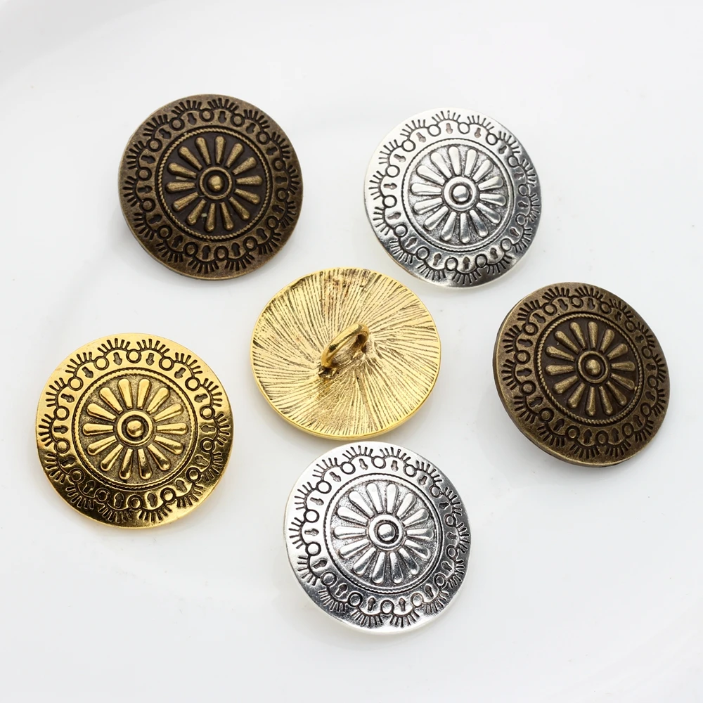 3pcs/lot 30MM Retro Zinc Alloy Round  Bronze  Daisy CONCHO Decorative Buttons Charms Pendants For DIY Accessories