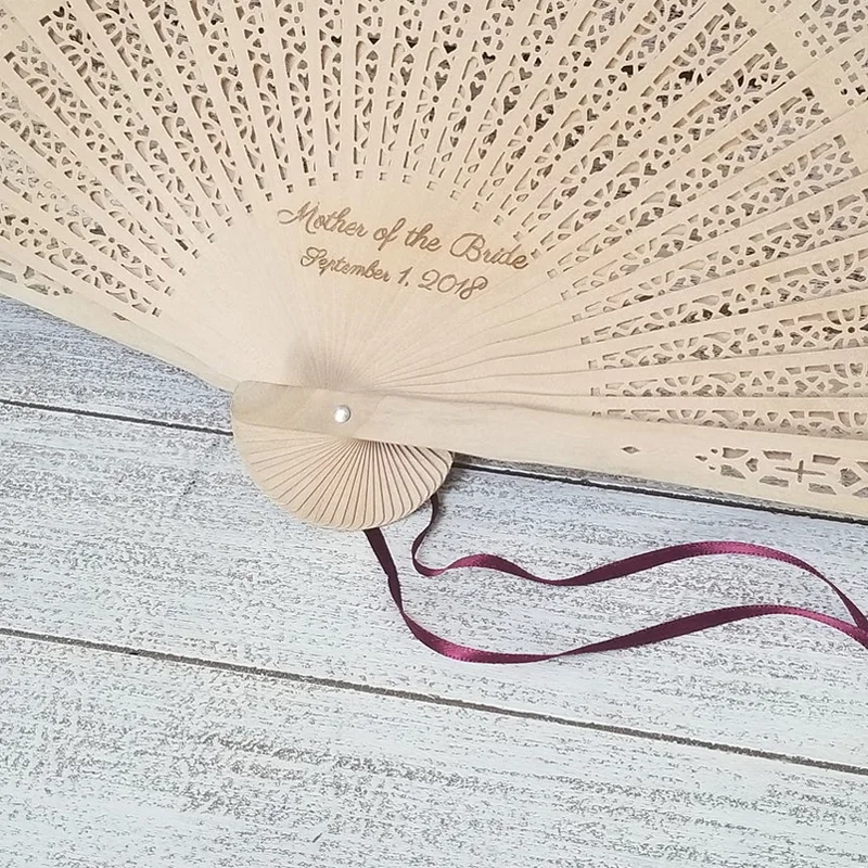 Personalized Hand Fans Folding Durable Hollow Out Wooden Carved Fan Custom Birthday Party Gifts Wedding decor Bridal Shower Gift