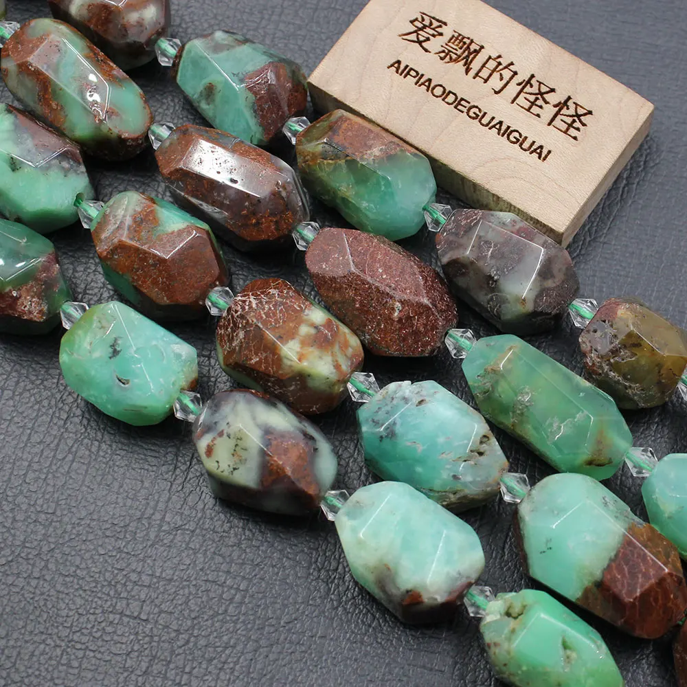 APDGG High Quality Natural Faceted Green Chrysoprase Real Gemstone Loose Beads 16\