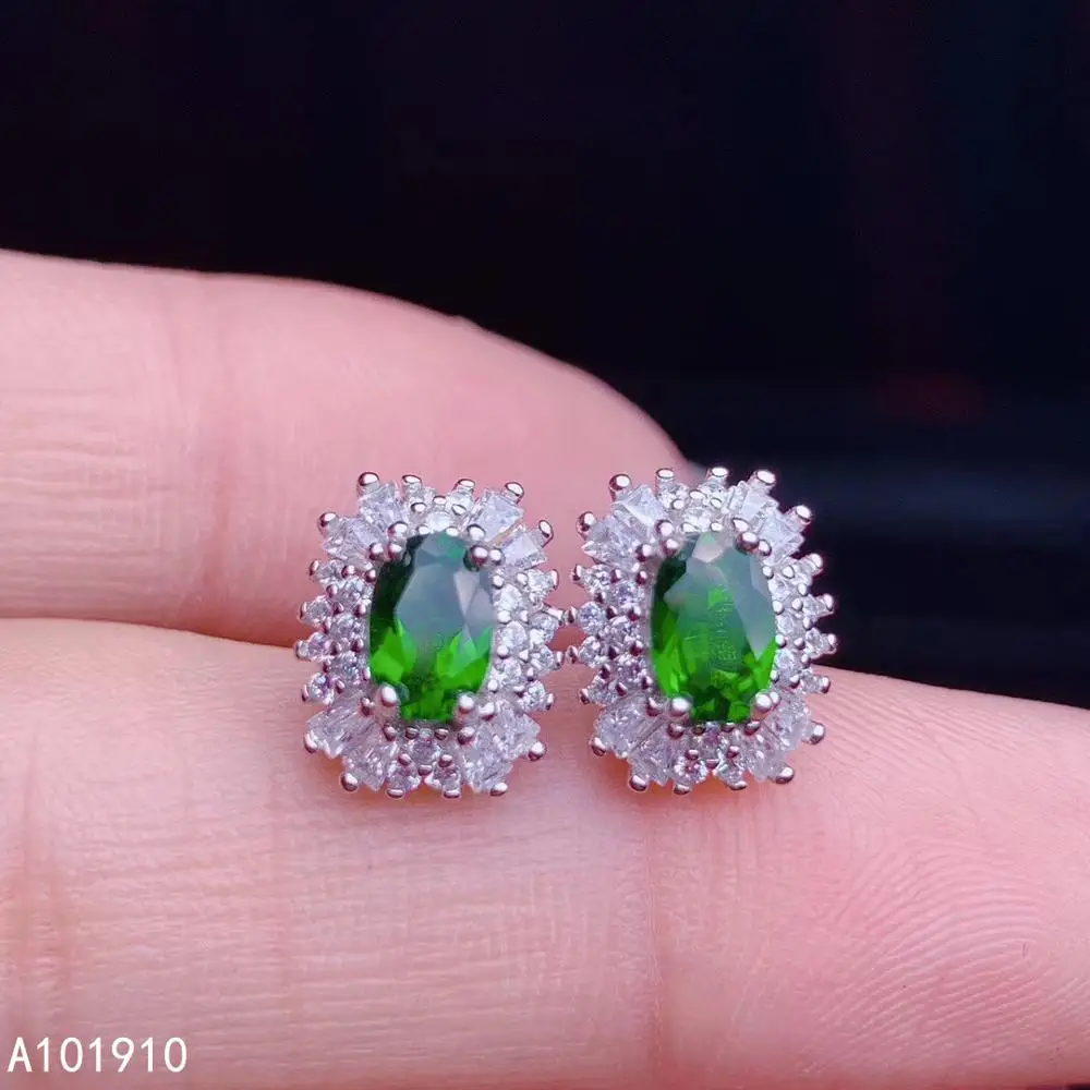 

KJJEAXCMY boutique jewelry 925 sterling silver inlaid natural Diopside gemstone female earrings support detection fashion