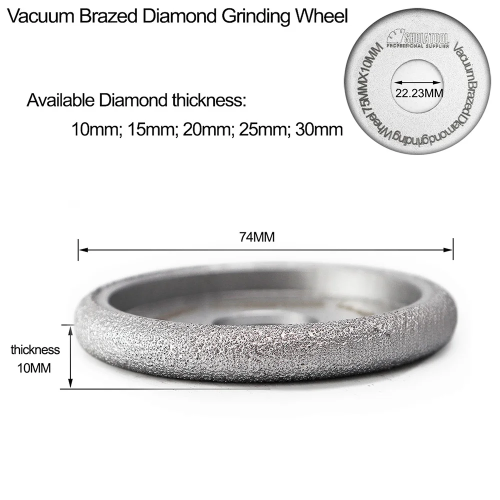 SHDIATOOL Dia75mmx10mm Vacuum Brazed Diamond CONVEX Wheel/Profile Wheel For Stone Artificial Stone Ceremics, Glass, Concrete....