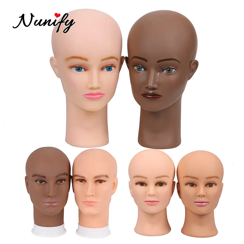 

Nunify Bald Mannequin Head Brown Female/Male Professional Cosmetology For Wig Making, Display Wigs, Eyeglasses, Hairs