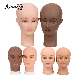 Nunify testa di manichino calvo marrone femmina/maschio cosmetologia professionale per parrucca, parrucche da esposizione, occhiali, capelli