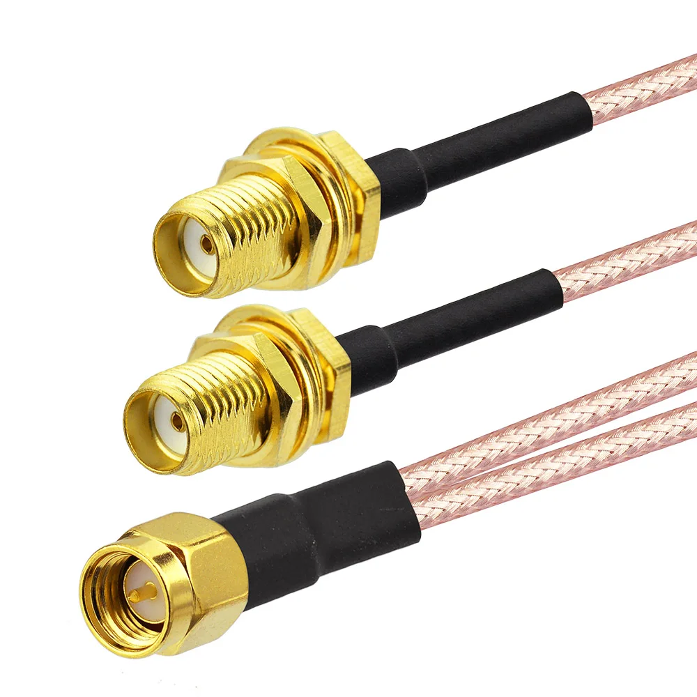 Eightwood SMA Splitter Cable SMA Male to Dual SMA Female Cable SMA Adapter V Type 50 Ohm 15cm WiFi Antenna Adapter Connector