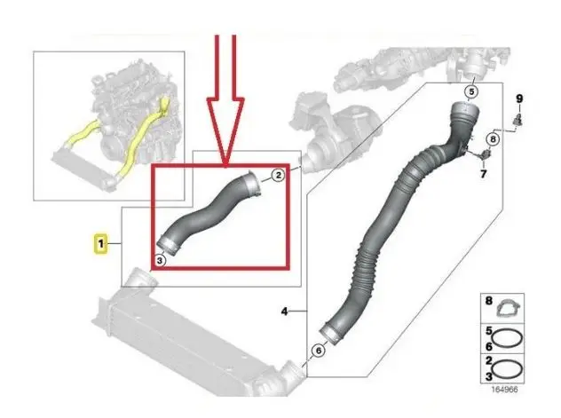 11617823887 Turbo Hose For Bmw 118 D / 316 D/318 D / X1 Intercooler Hose For Bmw E82/E84/e88/E90 /E91 11617797482