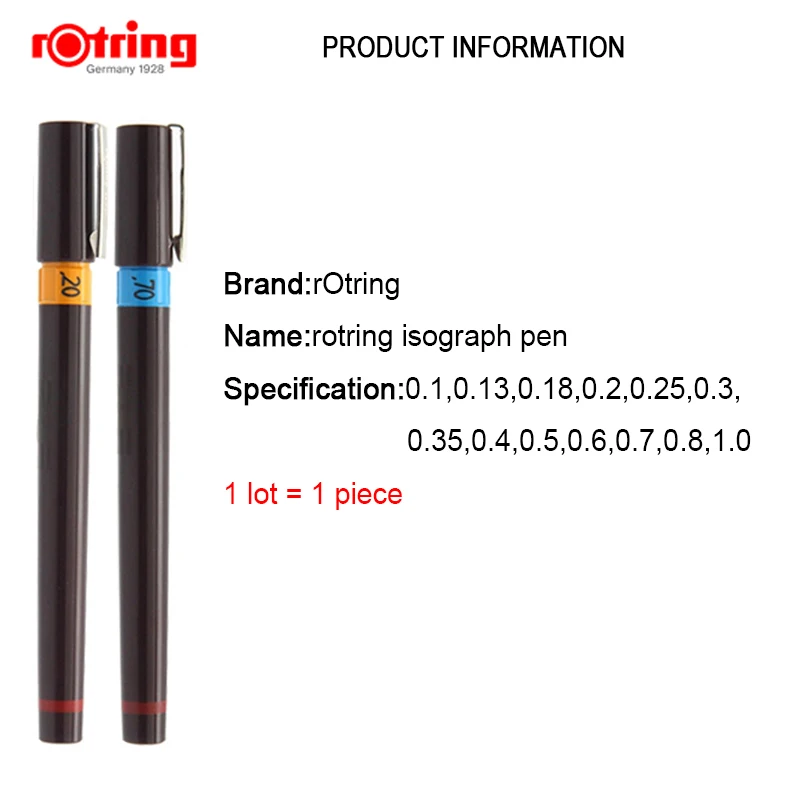 Rotring Isograph pens 0.1mm-1.0mm  refilled ink porous-point  drawing pen   1piece