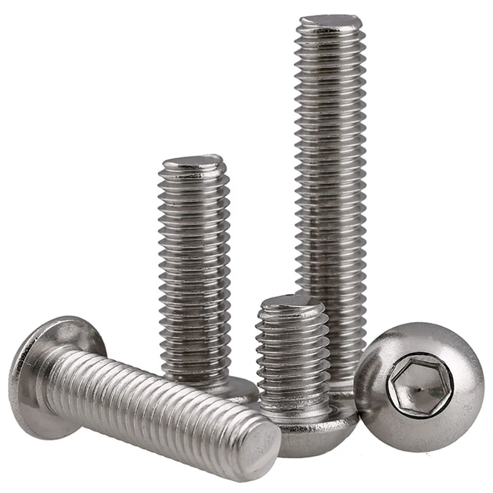 3Pcs UNC Thread 3/8-16x1/2\'\'~2-1/2\'\' SUS304 Stainless Steel Hexagon Socket Button Head Screws Bolts with Full Thread ISO7380