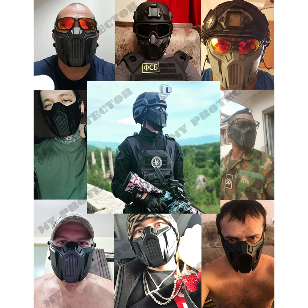 Tactical Airsoft Mask Outdoor Paintball Half Face Iron Warrior Protective Mask Shooting Protection Mouth Mask Hunting Equipment