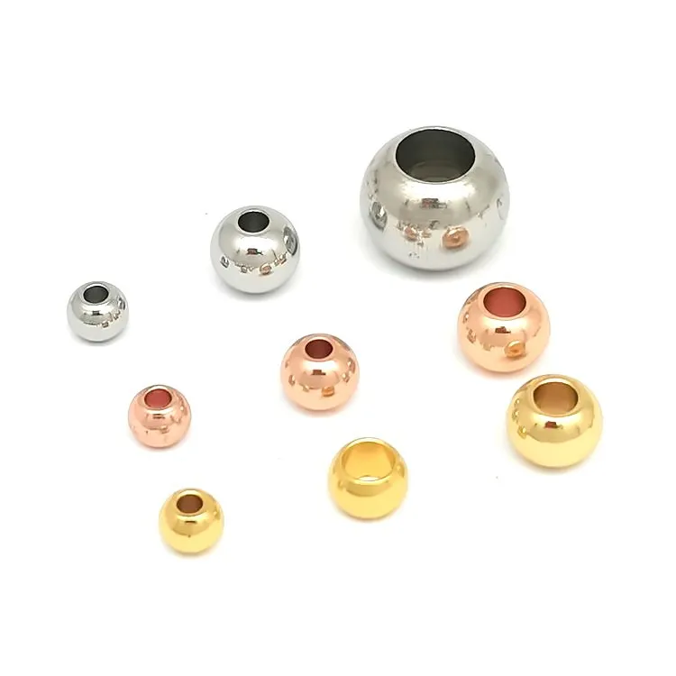 100pcs Stainless Steel Gold Color Spacer Beads Loose Beads for Jewelry Making Diy Bracelets Necklace Beads Accessories Supplies