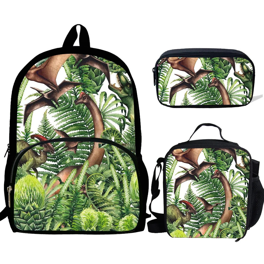 3pcs/set Animals Dinosaur Print School Bags  For Teen Girls&boys School Backpack Cartoon Pattern Bookbag Lovely Satchel