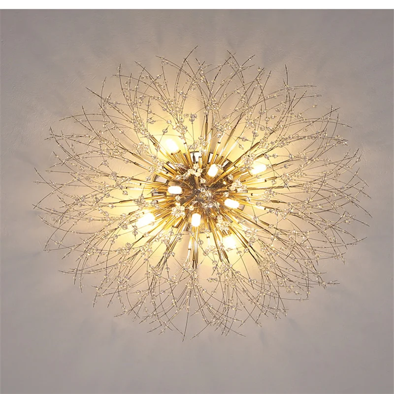 Imagem -05 - Nordic Snowflake Led Lâmpada do Teto Crystal Pendant Light Dandelion Plafon Fogos de Artifício Home Decor Living Room Fixture Nordic