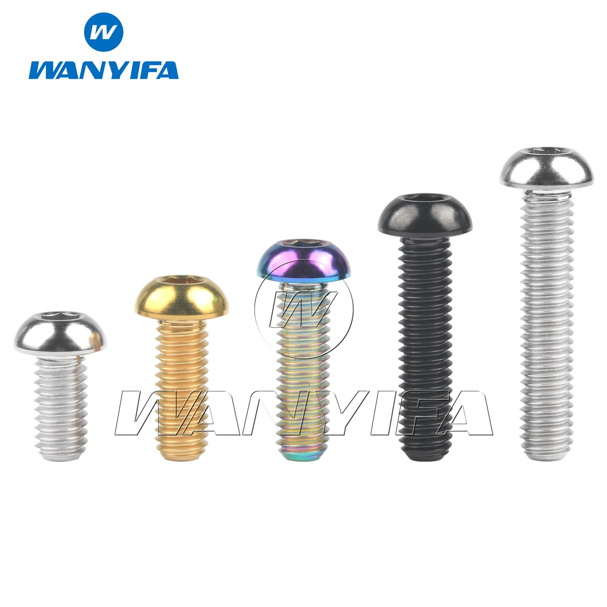 Wanyifa Titanium Bolt Ti M6/M8x12/15/16/20/25/30/35MM Half Round Hexagon Head Screws for Bike Motorcycle Car Cycling Refit