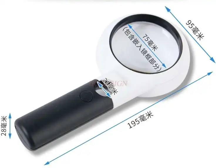 magnifying glass with maintenance Handheld magnifying glass 20 times double lens portable reading 5 times with 10led light clear