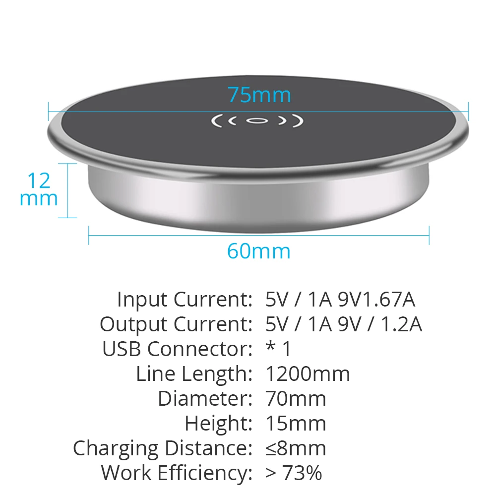 Imagem -05 - Dispositivo de Secretária Integrado qi Carregador Rápido sem Fios Caricabor Incorporado Indução de Carregamento tipo c Carregamento Rápido 3.0 15w 10w 7.5w