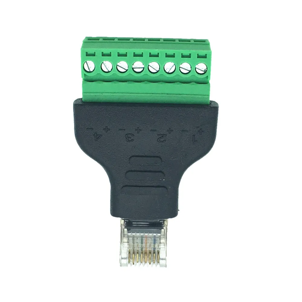 Adaptador de bloco terminal de parafuso de 8 pinos, tomada rj45 para av, conversor