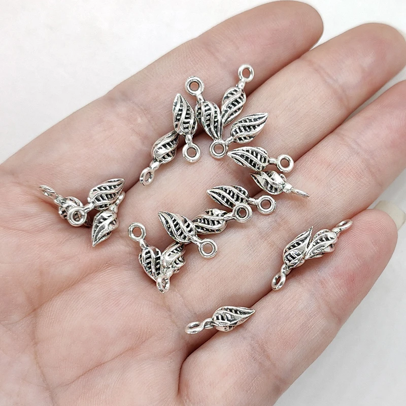 2021 New Fashion 50pcs 13*5MM Retro Zinc Alloy Small Flowers Buds Charms DIY Jewelry Earrings Accessories